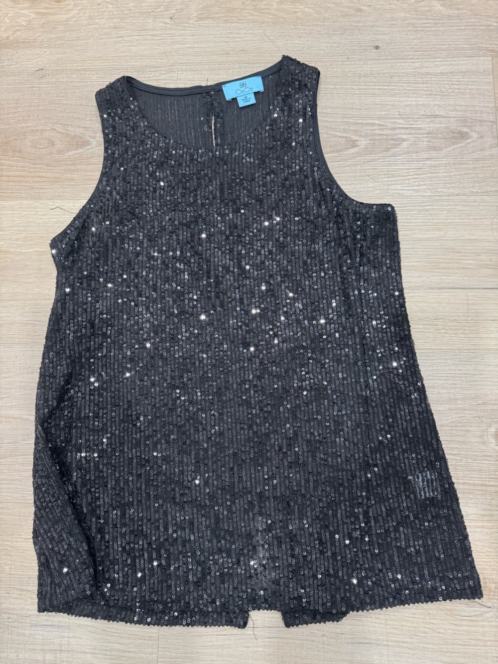 CeCe Black Sequin Scoop Neck Tank